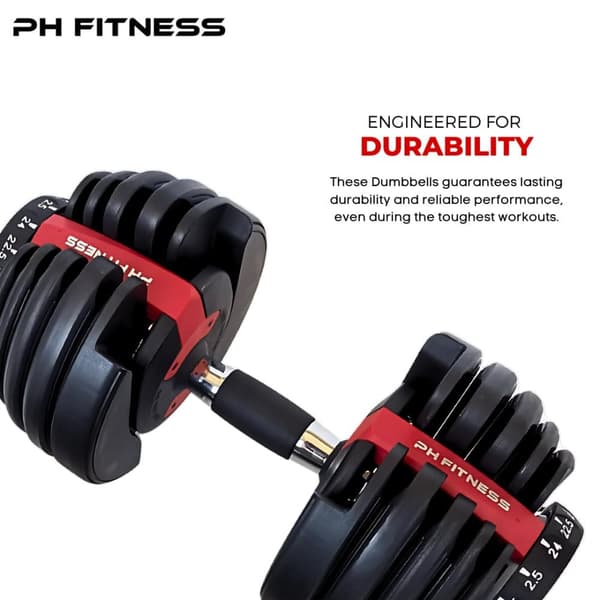 Justerbare Håndvægte / Frivægte Sæt (2 stk) – Dumbells - Dumbbells - Sæt med 15 Vægtindstillinger fra 2,5 kg til 24 kg