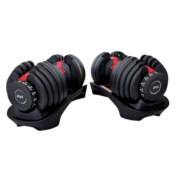 Justerbare Håndvægte / Frivægte Sæt (2 stk) – Dumbells - Dumbbells - Sæt med 15 Vægtindstillinger fra 2,5 kg til 24 kg Rød 24KG