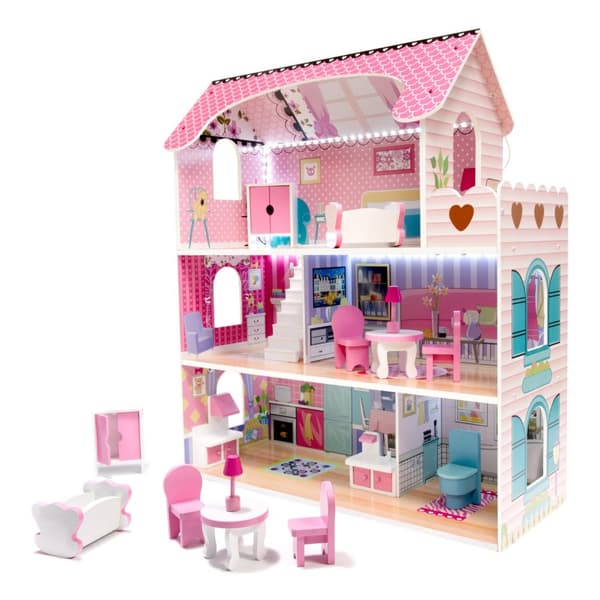 RoGer Wooden Doll House with LED 70cm
