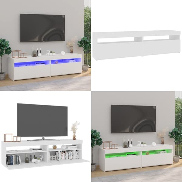 TV-tasot 2 kpl LED-valoilla valkoinen 75x35x40 cm - TV-taso - TV-taso - Home & Living