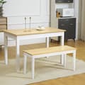 Pikkukuva 2 / 10: Rootz Wooden 2-paikkainen penkki - Massiivipuu - Lakattu penkki - Luonnollinen + Valkoinen - Tukeva mänty - Minimalistinen muotoilu - Helppohoitoinen