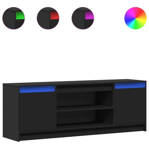 vidaXL TV-taso musta LED-valoilla 139,5x34x50 cm tekninen puu