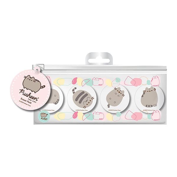 Pusheen Viskelæder (pakke med 4 stk.) Pink/White/Grey One Size