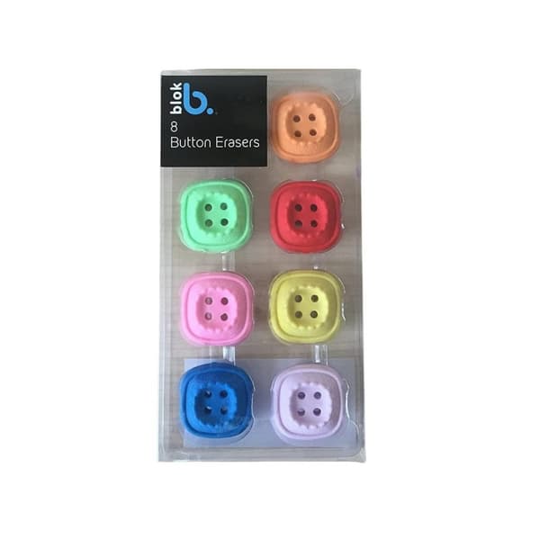 Blok b Button Erasers (Pack of 8) Multicoloured One Size