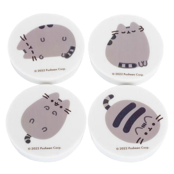 Pusheen Printed Erasers (Pack of 4) White/Grey One Size
