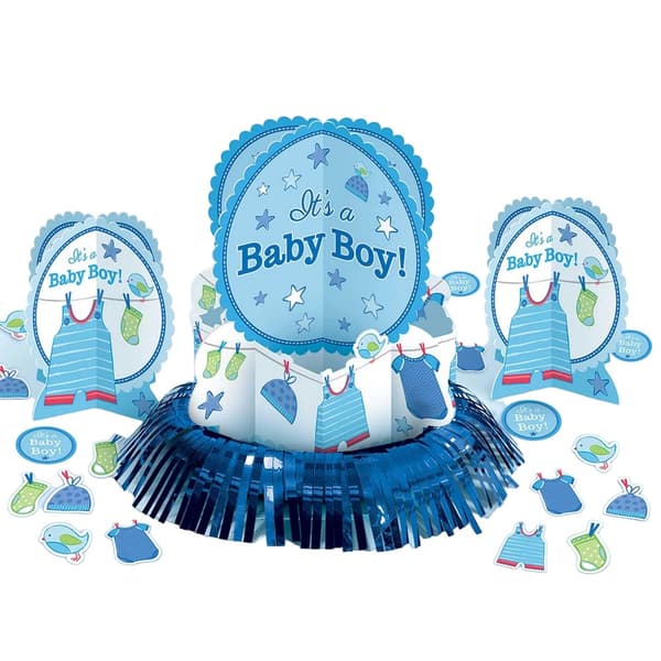 Amscan Its A Baby Boy Table Decoration Blue/White One Size