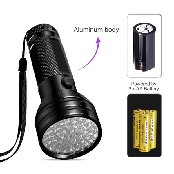 INF UV-ficklampa med 51 LED-pärlor 395 nm vattentätt