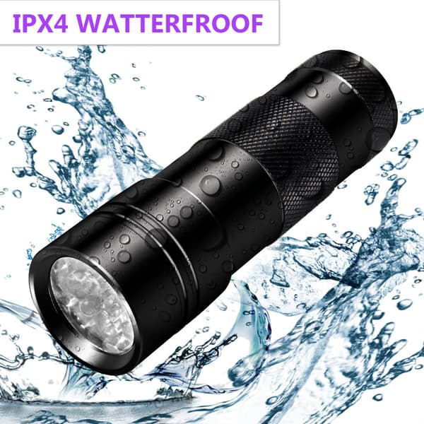 INF UV-ficklampa med 12 lysdioder 395 nm Svart