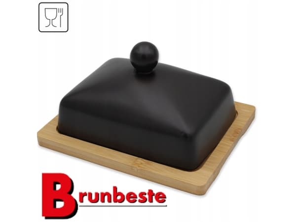 KERAMISK SMØRFAD MED BAMBUSTIV BRUNBESTE BB-4502