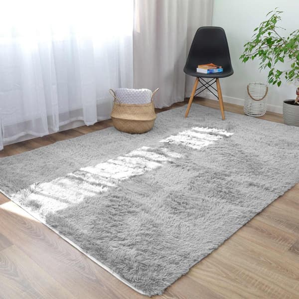 Shaggy matto olohuoneen matto pitkä pino 160 x 230 cm - olohuoneen matot pörröinen takkuinen makuuhuoneen sängyn matto ulkomatto harmaa - valkoinen