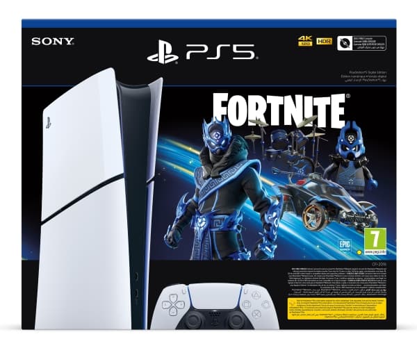 Sony PlayStation 5 Slim Fortnite bundle, PlayStation 5, Sort, Hvit, 16384 MB, GDDR6, 448 GB/s, AMD