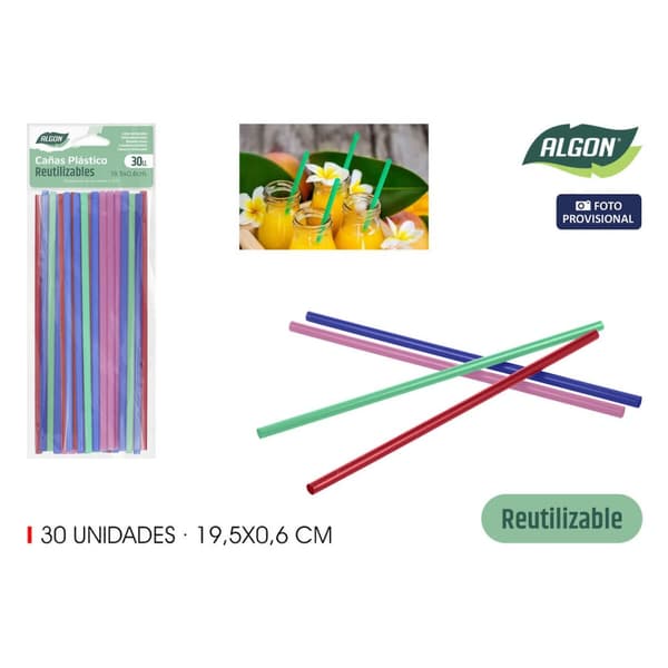 Gjenbrukbart sugerør Algon Plast 19,5 cm 6 mm 30 Deler 24 enheter
