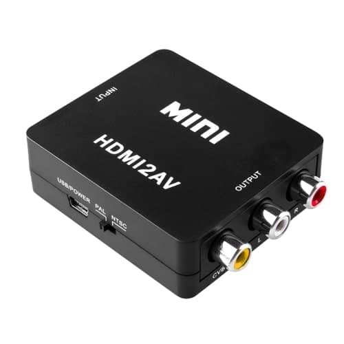 HDMI Adapter til AV - (3x RCA) NTSC / PAL Kompatibel - Svart