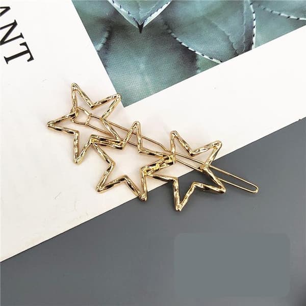 Handmade gold-plated hair clip three stars in a row