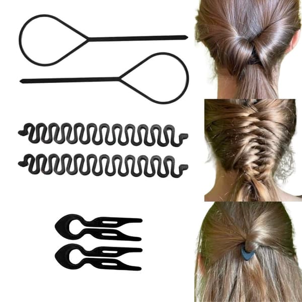 6x Hair Topsy Bun Braid hårstilverktøy