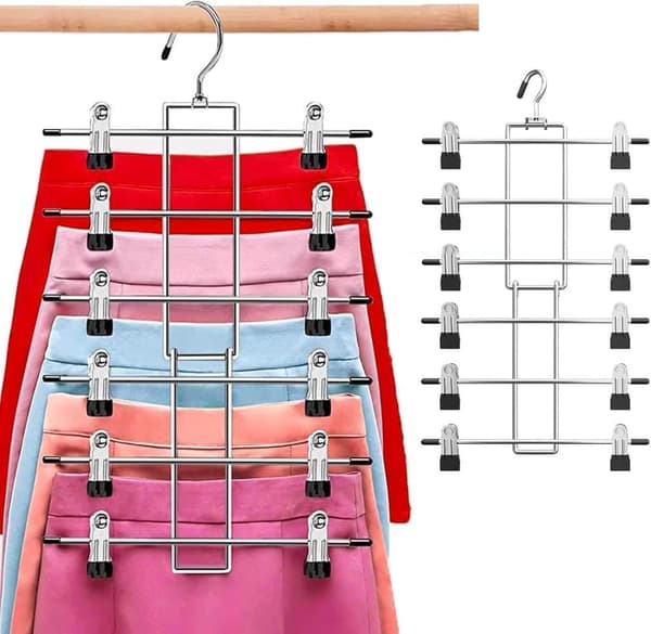 Lollanda Foldbar 6-lags Metal Bøjle – Pladsbesparende Buksebøjler/Bøjle, Sort Organizer