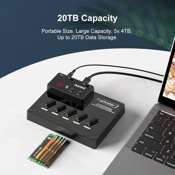 MAIWO SATA M.2 SSD Klon dokking 1 til 4 B&M Key 5 Gbps