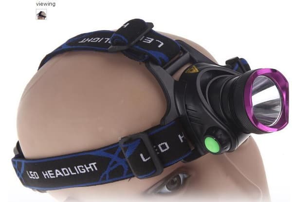 Kraftfull pannlampa 1x T6 LED inkl. batterier och 2x laddare