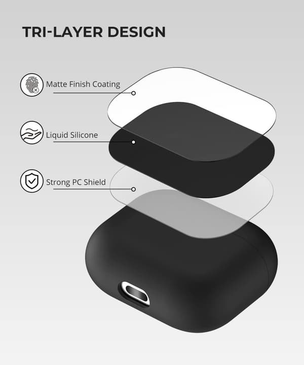 2x Svart Apple AirPods 3 skal silikon skyddsfodral för AirPods 3