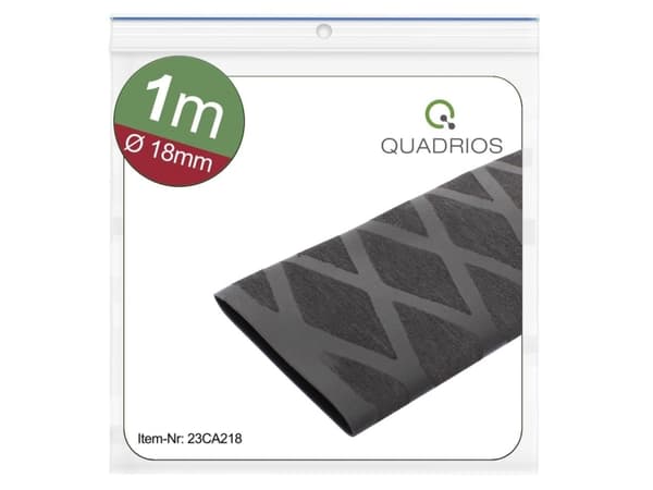 Quadrios 23CA218 Liimaton kutisteputki Musta 18 mm 9 mm Lämpökutisteputki nopeus:2:1 1 m 1 m