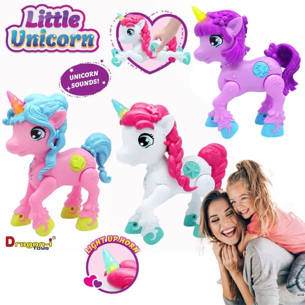 Lille lilla enhjørning - interaktivt legetøj - let lyd Dragon-i Toys