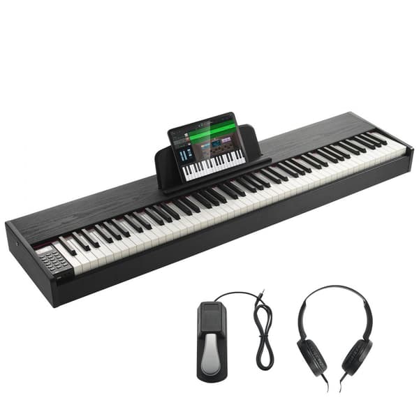 Digitalpiano 88 tangenter, fullviktad, dubbla klaviaturhögtalare, sustainpedal, idealiskt för musiker och producenter