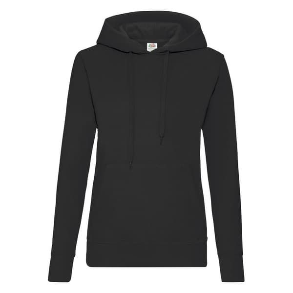Fruit of the Loom Ladies Lady Fit Hooded Sweatshirt / Hoodie med huva Black S Fruit of the Loom Ladies Lady Fit Hooded Sweatshirt / Hoodie med huva Black S