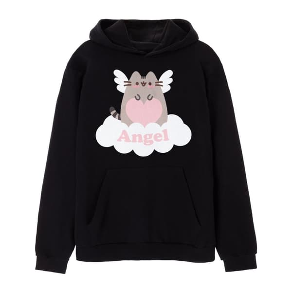 Pusheen Huvtröja med änglavingar för damer/kvinnor Black XL