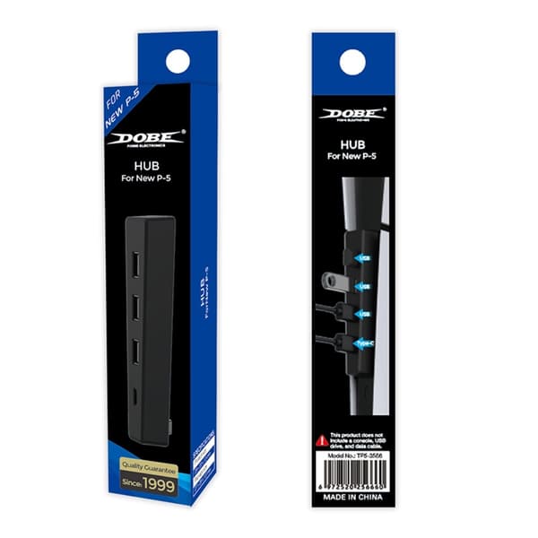 DOBE PS5 Slim -pelikonsolin hubiadapteri USB 2.0 -telakointiasema splitter