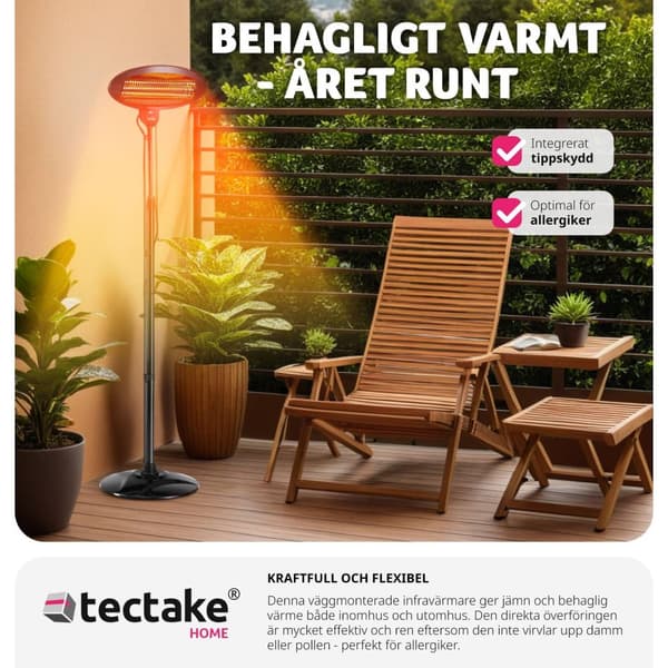 Infravärmare Solaris Monolith 2000W höjdjusterbar - svart