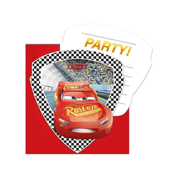 Cars 3 Die Cut Lightning McQueen Party Invitations Multicoloured One Size