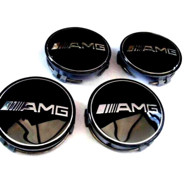 Black Mercedes AMG Car Wheel Center Caps Hub Cover 75mm 4 PCS For A B C E S G CLASS CLA CLS SLK ML AMG