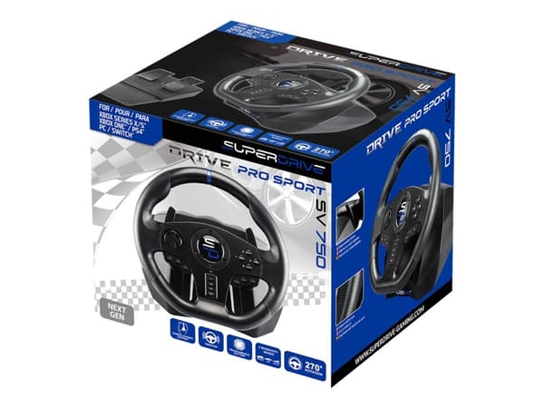 Subsonic - Superdrive - racerhjul SV750 Drive Pro Sport-ratt med pedal, gir og vibrasjon - Xbox Series X/S, PS4, Xbox One, Switch, PC