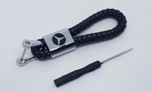Mercedes Black Braided Keyring Key Chain Ring Fob Gift Accessory
