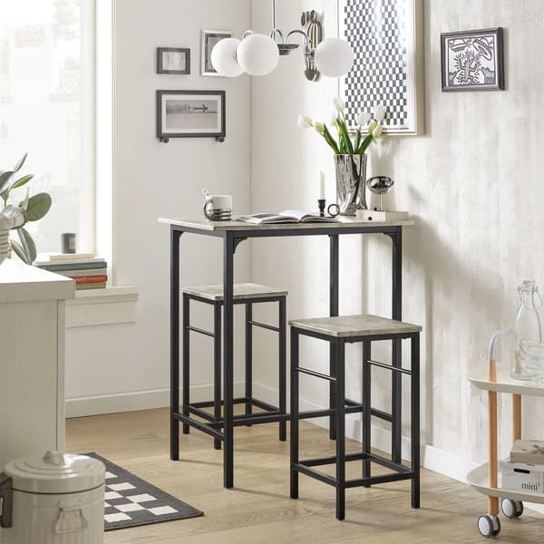 SoBuy Baaripöytä ja 2 baarijakkaraa Ruokailuryhmä 2 hengelle. betonikuvio P80*L50*K87 cm, Enimmäiskuormitus: 150 kg/Baarituolit OGT10-HG