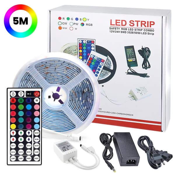 5 Meter - LED-Strip Lights med RGB / Lyslenke / LED-liste