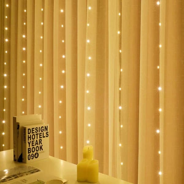 LED -gardin USB -lyssløyfe med fjernkontroll 3M varm hvit