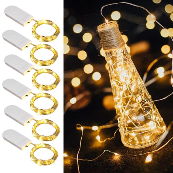 6-pack 1m Mini LED Light Loop Battery Operated Hot White