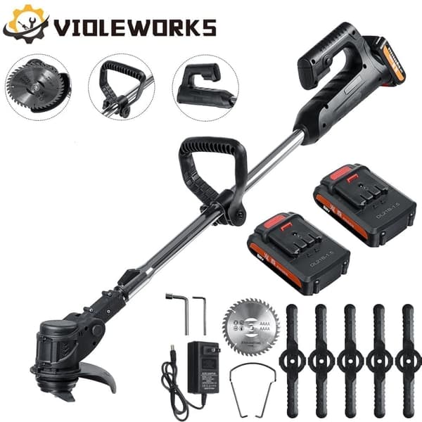88VF 1000W Akku Græsstrimmer Trimmer Plæneklipper Græskantbørsteskærer med 2 stk. batteri US-stik
