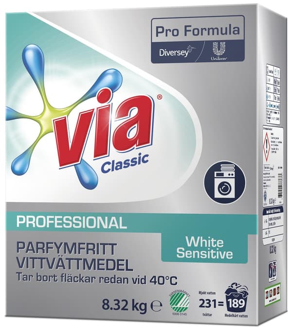 Tvättmedel VIA Pro F. White Sens 8,32kg