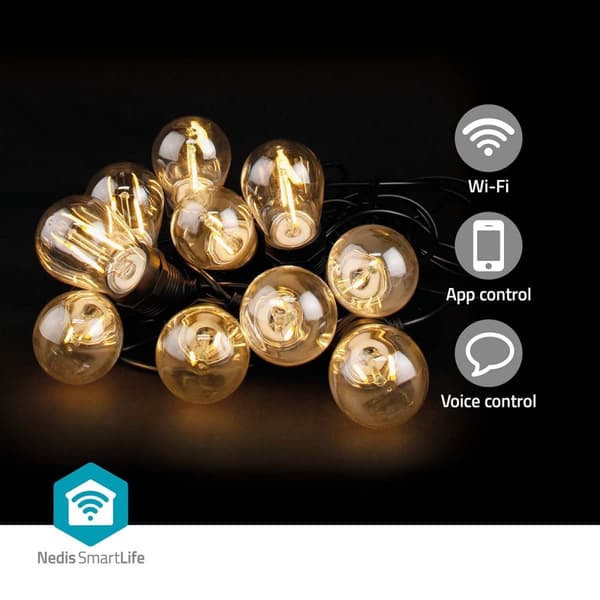 SmartLife Julelys | Party Lights | Wi-Fi | Varm Hvit | 10 LED's | 9.00 m | Android™ / IOS | Pære diameter: 45 mm