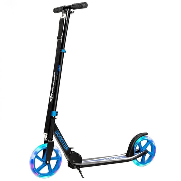 Scooter scooter foldbar sparkescooter højdejusterbar 100 kg lastekapacitet sparkescooter med 2 LED hjul blå