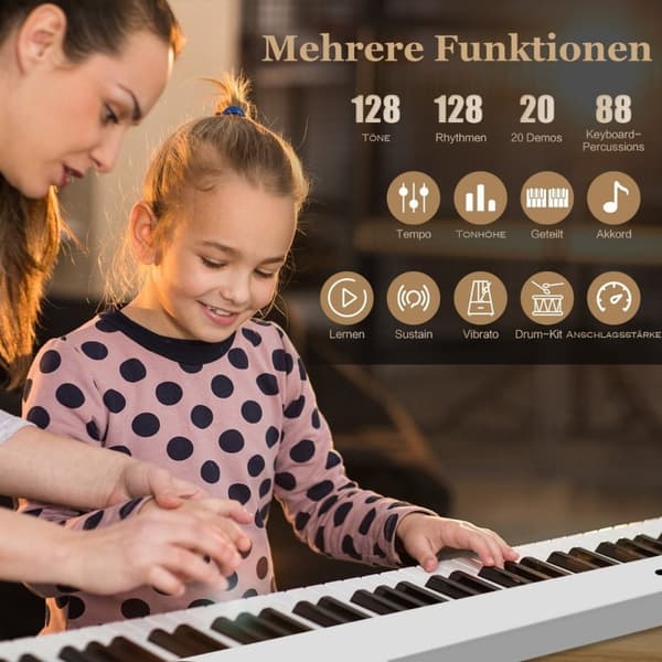 Sammenfoldeligt E-tastatur Sammenfoldeligt med 88 belyste taster Digitalt tastatur Digitalt tastatur Hvid