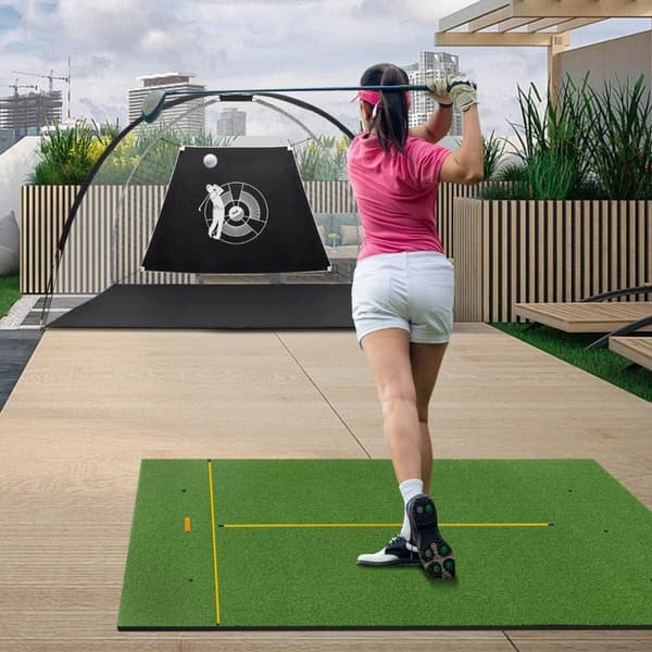 Golfslagmatte 2 gummi-tees og 2 justeringsstenger og 6 tee-posisjoner 152 x 117 cm tykkelse 32 mm
