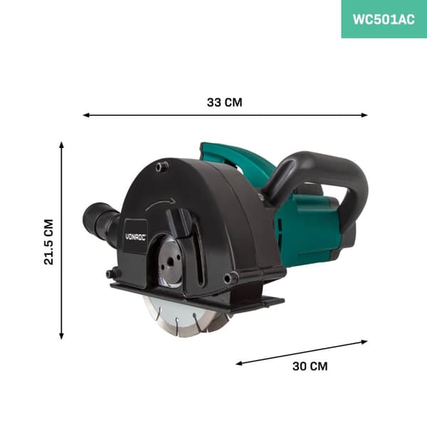 VONROC Rillefræser - Murrillefræser - 1700W – 150mm | inkl. Tilbehør og 6 diamant savklinger