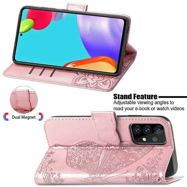 Samsung A13 4G Plånboksfodral PU-Läder 4-FACK Motiv Fjäril