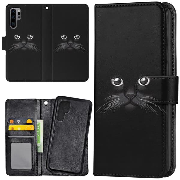 Huawei P30 Pro - Lommebok Deksel Svart Katt