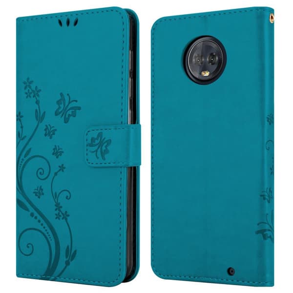 Deksel til Motorola MOTO G6 PLUS Lommebokdeksel i blomster design med magnetisk lukking, stativfunksjon og kortplasser