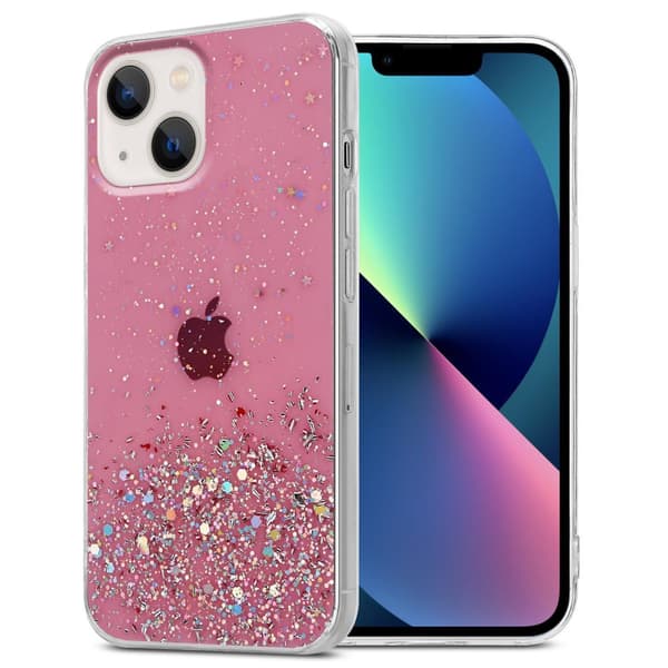 iPhone 13 MINI Suojakuori Suojakotelo joustavasta TPU-silikonista jossa on kimaltelevaa glitteriä Pinkki glitterillä