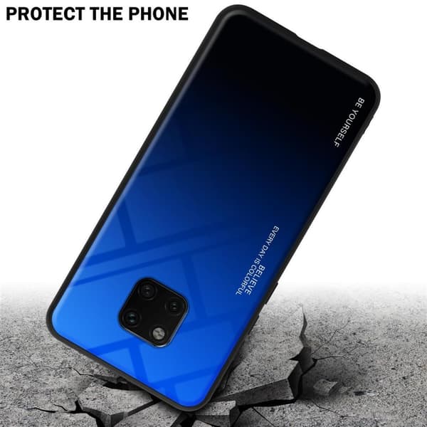 Deksel til Huawei MATE 20 PRO Silikondeksel av TPU-silikon og bakside av herdet glass